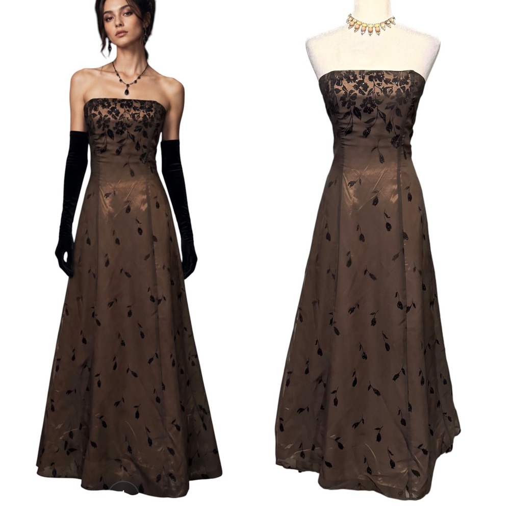 Vtg 90s Y2k Dress Gown Womens 9/10 Whimsigoth Elegant Ethereal Prom Fairycore